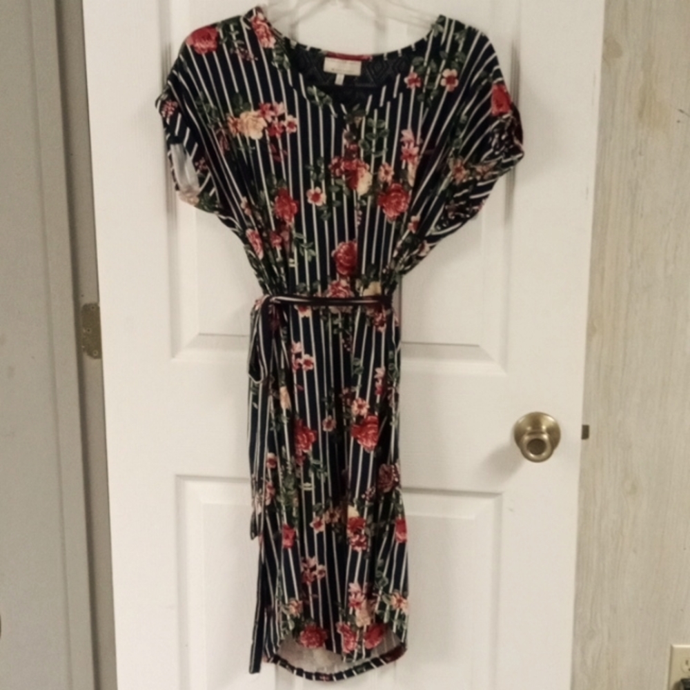 Floral pinstripe dress